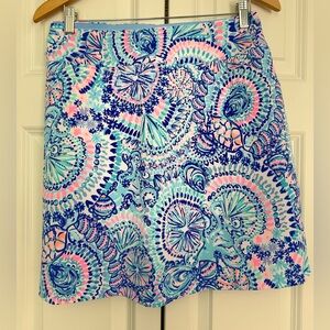 Lilly Pulitzer Luxletic Vibrant Seashell Print Skort in Aqua, Navy & Pink
